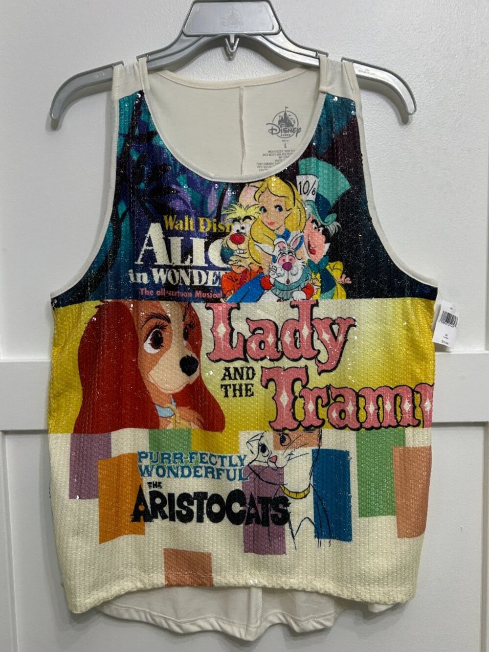 Disney Parks Classic Movies Sequin Tank Top Large NWT